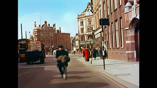 Driving Through Old London in the 1950s New AI enhanced version HD [upl. by Aivatnuhs]