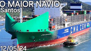 MAIOR NAVIO MUNDO CMA CGM BAHIA em SANTOS Bicombustivel conteiner naviodecruzeiroenovidades ship [upl. by Bale116]