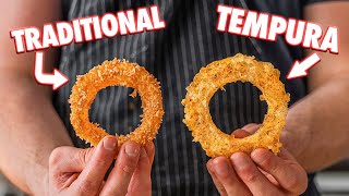 Crispiest Homemade Onion Rings 2 Ways Traditional and Tempura Style [upl. by Rockel123]