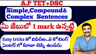 Identification of SimpleCompound and Complex sentences AP TETDSC English grammarMurthysir [upl. by Skolnik]