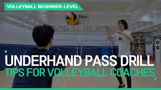 Volleyball beginnerlevel Underhand pass drill tips for coaches [upl. by Petromilli]