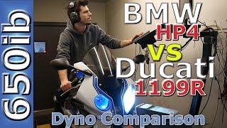 BMW HP4 vs Ducati 1199 Panigale R ComparisonOn the Dyno [upl. by Haig]