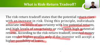 Risk return tradeoff  MBA  BCOM  BBA  MCOM  Security analysis and investment management [upl. by Asamot]