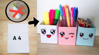 How to make paper pencil box  DIY paper pencil box idea  Easy Origami box tutorial Origami [upl. by Barbaraanne485]