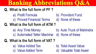 Banking Abbreviations Questions and Answers [upl. by Maurilla861]