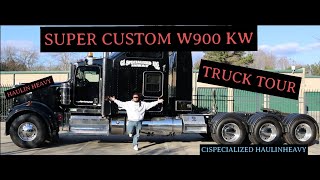 HEAVY HAUL16 SUPER CUSTOM FULLY LOADED W900 KENWORTH TRUCK TOURquotBEAUTIFUL BLACK BEASTquot [upl. by Cutlip]