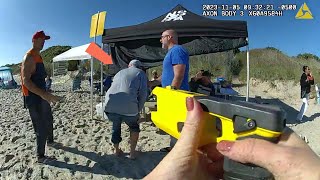 Harassing Beach Goers Gone Wrong Man Refuses Arrest Faces Tasers [upl. by Mossolb680]