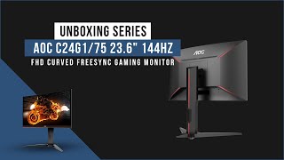 AOC C24G175 236quot 144Hz FHD Curved FreeSync Gaming Monitor  Unboxing [upl. by Relyt]