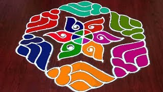 Latest Easy 13x7 dots Shankh Rangoli Kolam  Dhanurmasam Muggulu  Rangoli World [upl. by Aehcsrop]