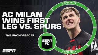 AC Milan wins first leg vs Tottenham REACTION  ESPN FC [upl. by Llerruj489]