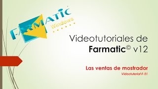 Videotutoriales de Farmatic F01 Ventas de mostrador [upl. by Weatherley404]