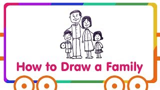 Family Drawing for Kids Easy Steps to Draw a Happy Family [upl. by Noam]