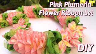 How To Make Pink Plumeria Flower Ribbon Lei [upl. by Derrick]