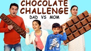 CHOCOLATE CHALLENGE  Funny Family  Mom vs Dad Blindfold Challenge  Aayu and Pihu Show [upl. by Chastity]