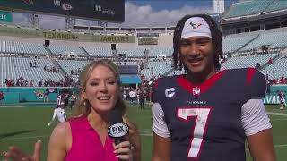 C J Stroud breaks down the Texans win over the Jaguars Postgame Interview [upl. by Zalucki]