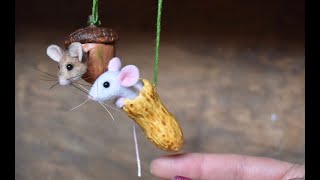 How to Needle Felt a Tiny Mouse In Nutshell Decoration  DIY [upl. by Halimaj]