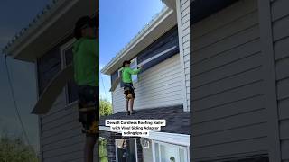 Installing vinyl siding above a roofline using cordless siding nailer [upl. by Kress]