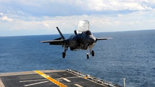 F35B Vertical Landing On USS Aircraft Carrier [upl. by Euqinwahs722]