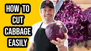 How to Cut Cabbage  Sliced for Coleslaw [upl. by Farrica587]