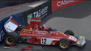 Leclerc Crashes 1974 Ferrari  Monaco Historic Grand Prix 2022 [upl. by Sakul205]