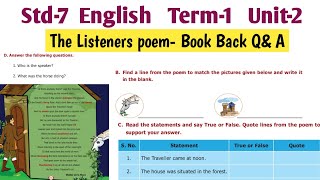 The Listeners Poem Book Back Question and Answers  7th Standard English Term 1 Unit 2 [upl. by Llenyar]