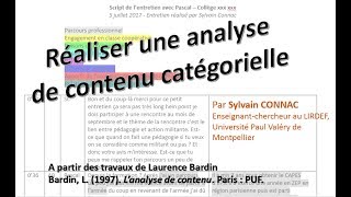 Réaliser une analyse de contenu catégorielle [upl. by Repsag]