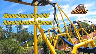 Montu Roller Coaster  Front Row POV  Busch Gardens Tampa in 4K [upl. by Dlorad677]