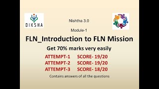 NISHTHA 30 MODULE 1 ANSWERS FLNIntroduction to FLN Mission [upl. by Ymrots729]