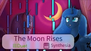 The Moon Rises Extended  Ponyphonic  ANIMATED DUET PIANO COVER wLYRICS  Synthesia HD [upl. by Beale]