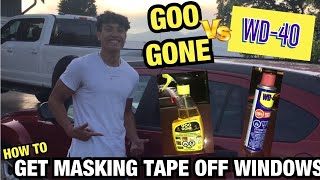 Goo Gone vs WD40 Remove Sticker Residue or Duct Tape from Car Window [upl. by Pacien]