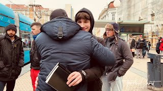 Teenagers respond to the preaching on a Zagreb tram  Croatia [upl. by Nnyliram]