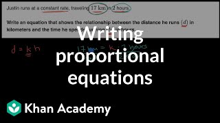 Writing proportional equations  Rates amp proportional relationships  7th grade  Khan Academy [upl. by Abie196]