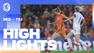 Highlights OranjeLeeuwinnen  Tsjechië 1792021 WKkwalificatie [upl. by Tiloine454]