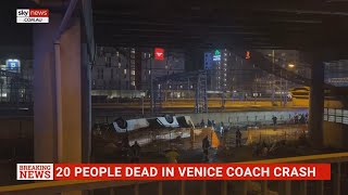 Twenty killed in Venice coach crash [upl. by Airaet998]