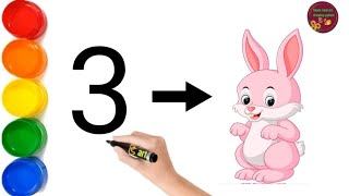 Rabbit 🐰 drawing from number 3 l how to draw rabbit easy l simple rabbit drawing step by step l [upl. by Ahseim]