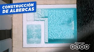 Construcción de piscina con CASCADA LAMINAR  Albercas Aqua [upl. by Shanks]