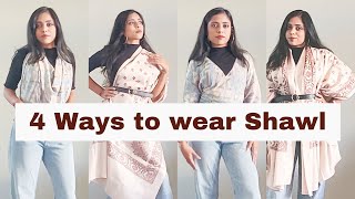 4 Different Handsfree Ways to Wrap Shawl with Western Outfits  Different Ways to Wear Shawl [upl. by Gusty809]