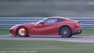 Ferrari F12 Berlinetta HOT Glowing Brakes amp Flames [upl. by Annaehr348]