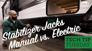 RV Stabilizer Jacks Manual vs Electric  Country Camper [upl. by Sorac]