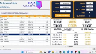 Calculador de horas extras y recargos para nómina [upl. by Brenan]