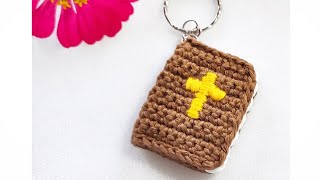 HOW TO CROCHET EASY amp QUICK BIBLE KEYCHAIN IN 10 MINUTES [upl. by Atsyrt]