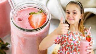 STRAWBERRY BANANA SMOOTHIE  just 4ingredients [upl. by Nitsid]