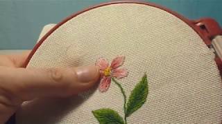 Вышивка гладью для начинающих quotЦветокquot satin stitch embroidery for beginners Flower [upl. by Sulrac]