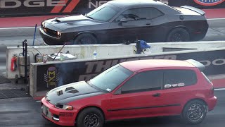 Honda Civic vs Hellcat  drag racing [upl. by Ymmit]