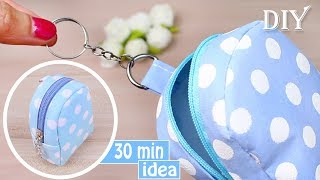 DIY MONEY POUCH BAG TUTORIAL  Keychain Idea 2018 Mini Bag Fast Making [upl. by Eerahs80]