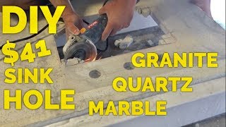 41 DIY How to Cut an Undermount Sink Hole in Granite Marble or Engineered Quartz [upl. by Rusty]