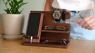 TESLYAR Wood Phone Docking Station [upl. by Chainey501]