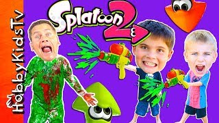 GIANT PAINT BLASTED SPLATOON EGG Adventure and Surprises with HobbyKidsTV [upl. by Lucais]