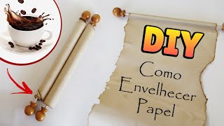 DIY COMO FAZER PAPEL ENVELHECIDO Pergaminhos e Rótulos Bottle Charms  Old paper Medieval Scroll [upl. by Samot441]