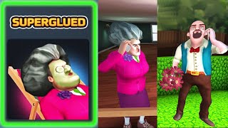 Scary Teacher 3D  miss T SUPERGLUED mask  Gameplay Walkthrough iOS Android [upl. by Malory74]